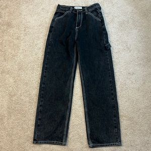 Grey With White Stitching Straight Leg Carpenter Jeans